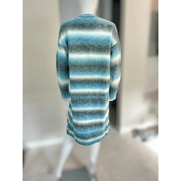 EIGHTY THREADS Shades of blue part wool long cardigan S M L - Picture 6 of 7